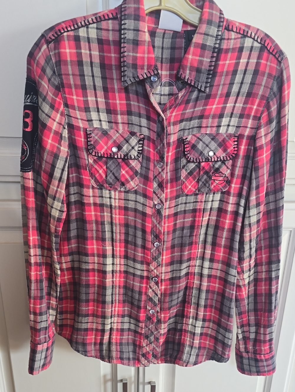 Harley Davidson Plaid Snap-Front Button Up Shirt